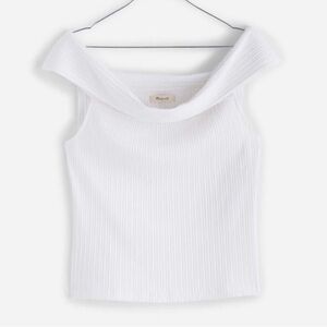Madewell Ribbed Off-Shoulder tee top blouse Eyelet White M NWT